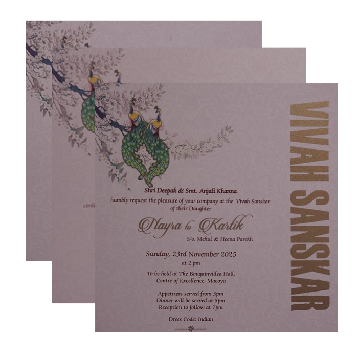 Cream Padded Box Invitation Card-King of Cards