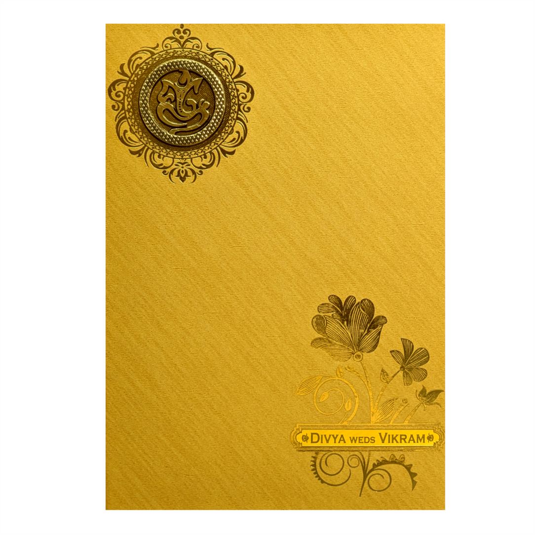 Golden Shimmery Wedding Card-KNCM030G
