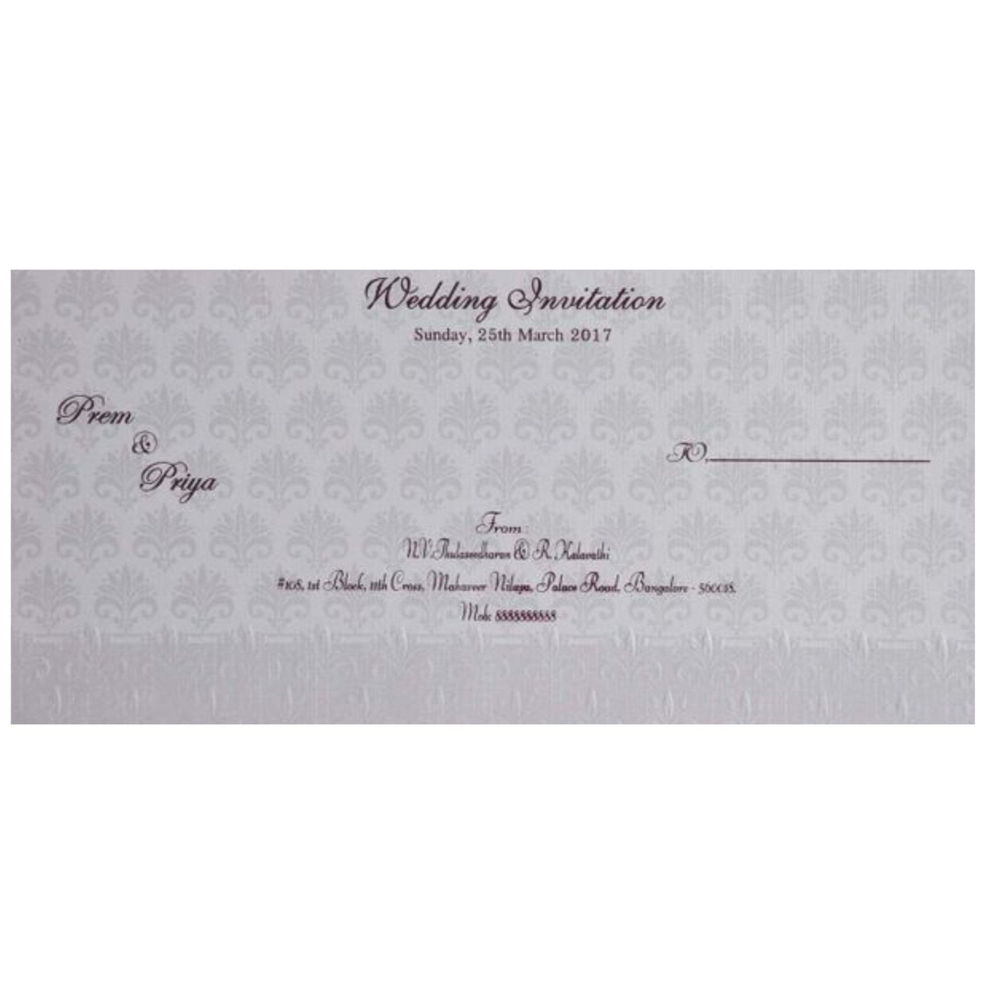 White Personal Invitation Card-KNK2187