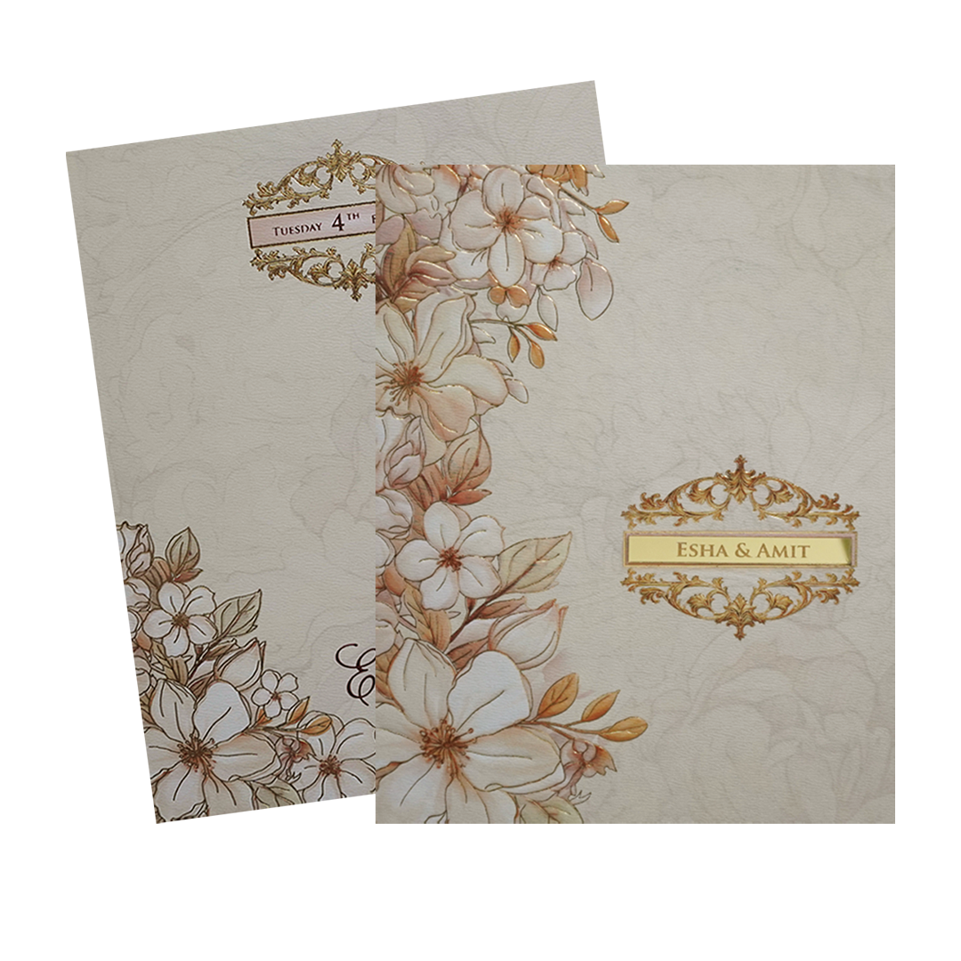 Cream Floral Wedding Card-King of Cards