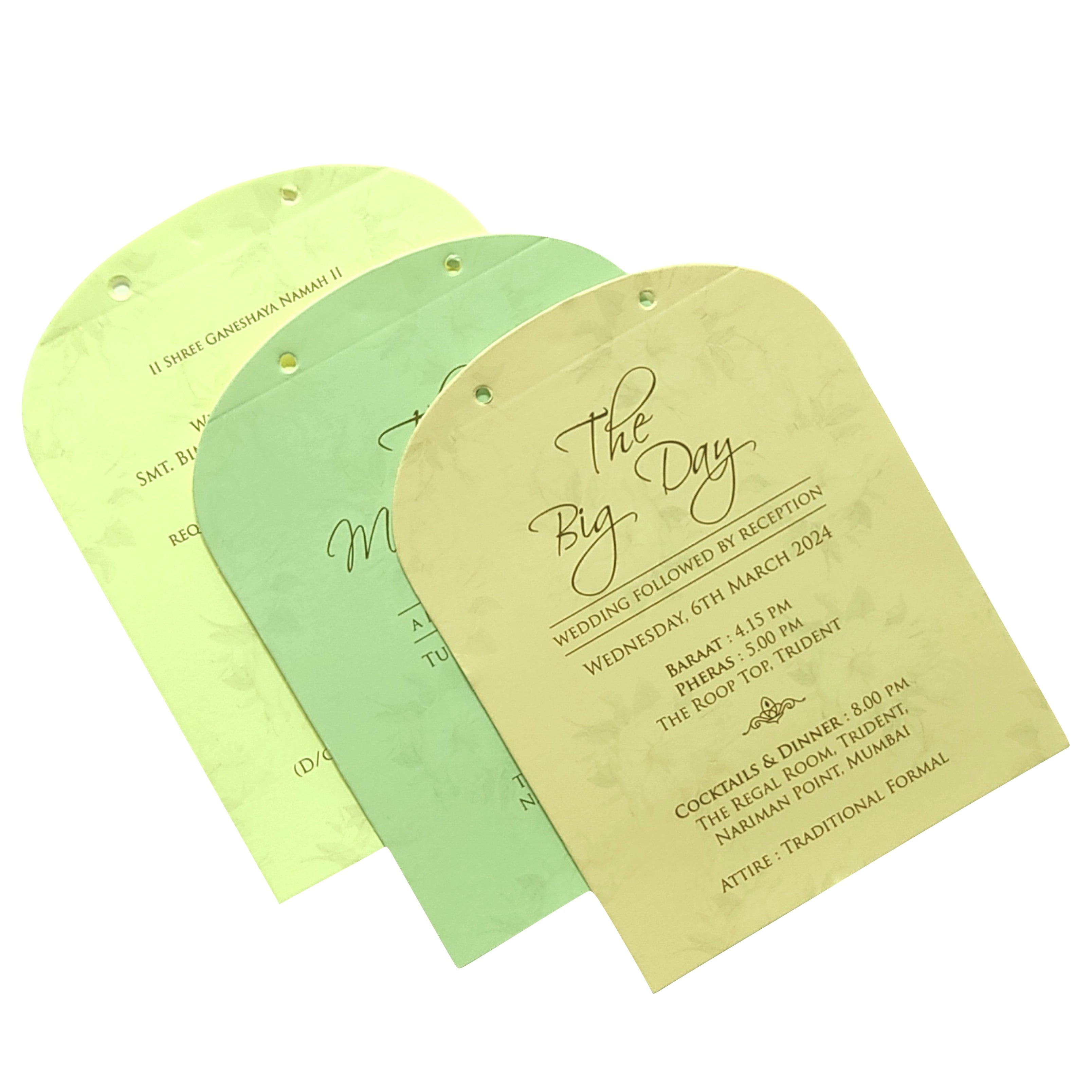 Olive green floral laser cut board invitation card-King of Cards