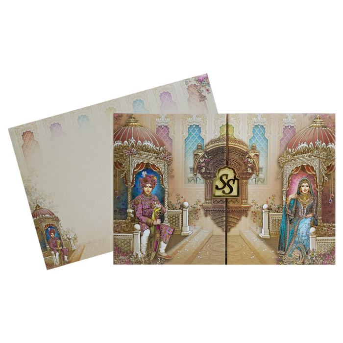 Cream Royal Bride Groom Padded Wedding Card-King of Cards