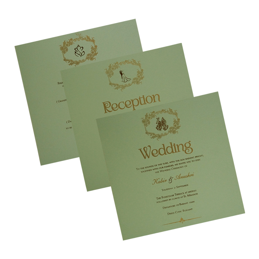 Green Laser Cut Padded Wedding Card Design-King of Cards