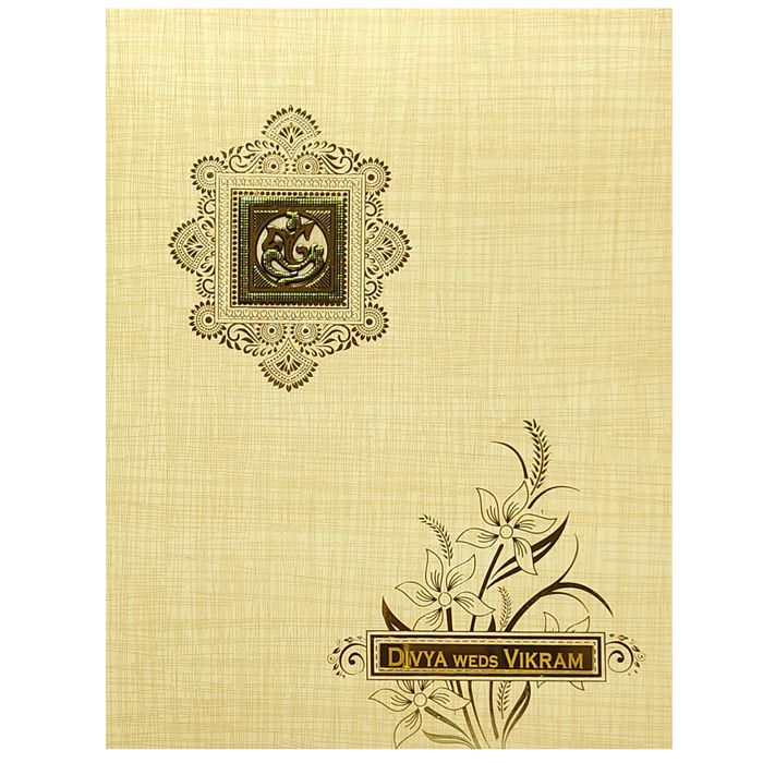 Sandal Metallic Floral Invitation Card-KNK2060S-King of Cards