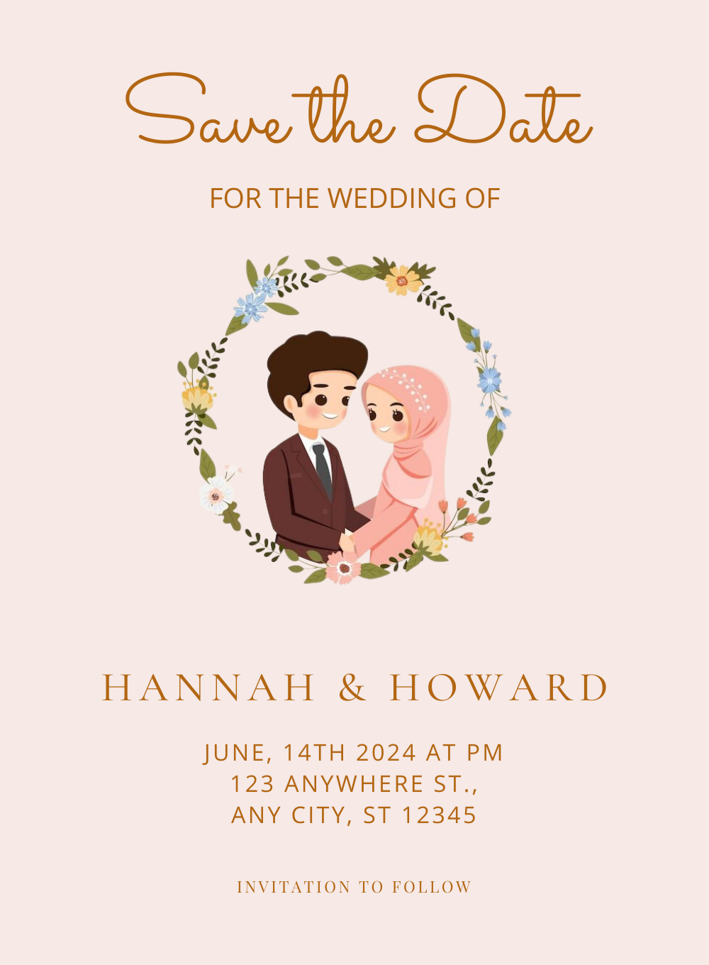 Watercolor Floral Muslim Wedding Invitation-King of Cards