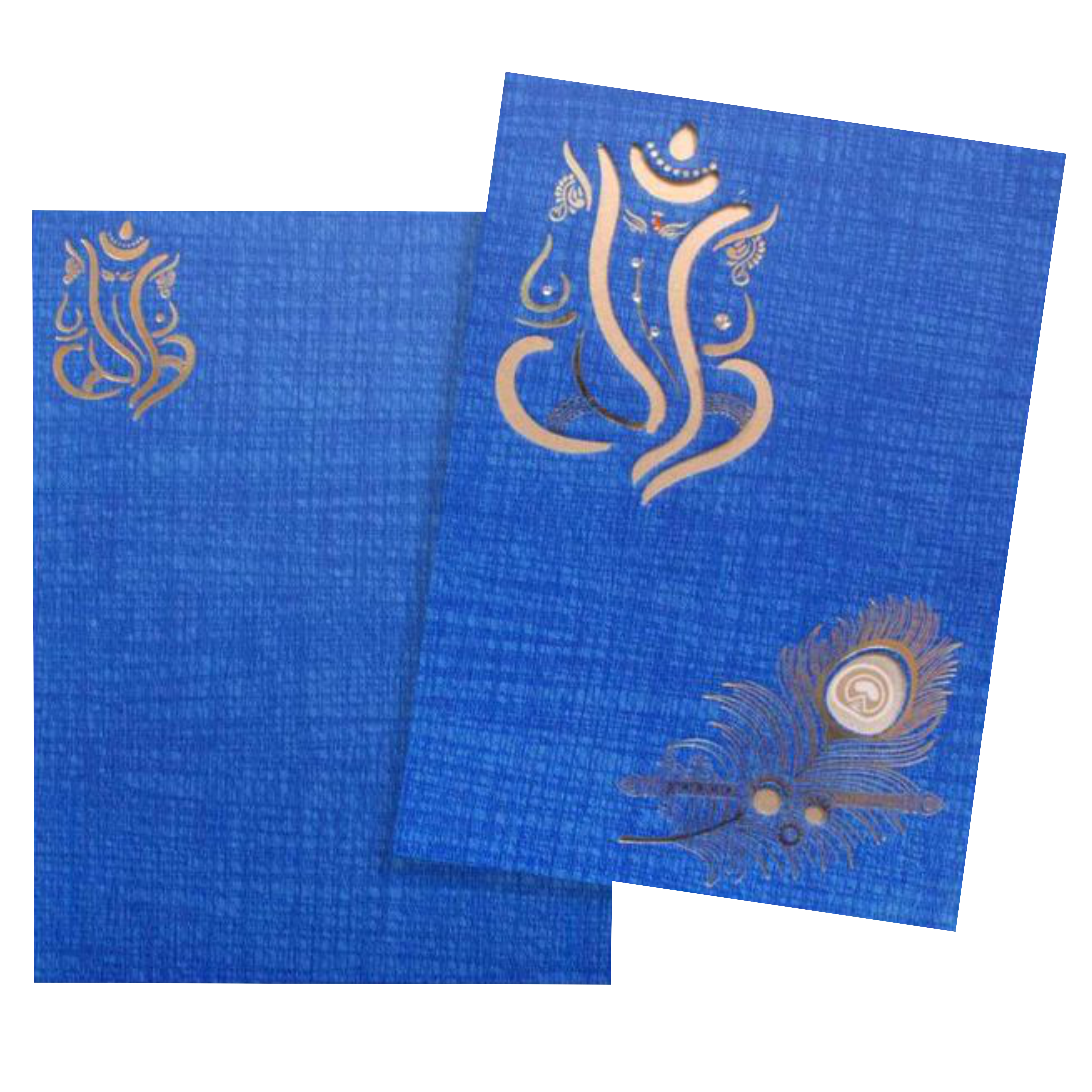 Royal Blue Shading With Cut Ganesha Wedding Card