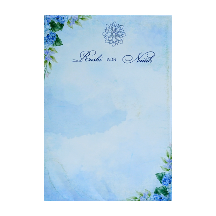 Blue Floral Padded Invitation Card-King of Cards