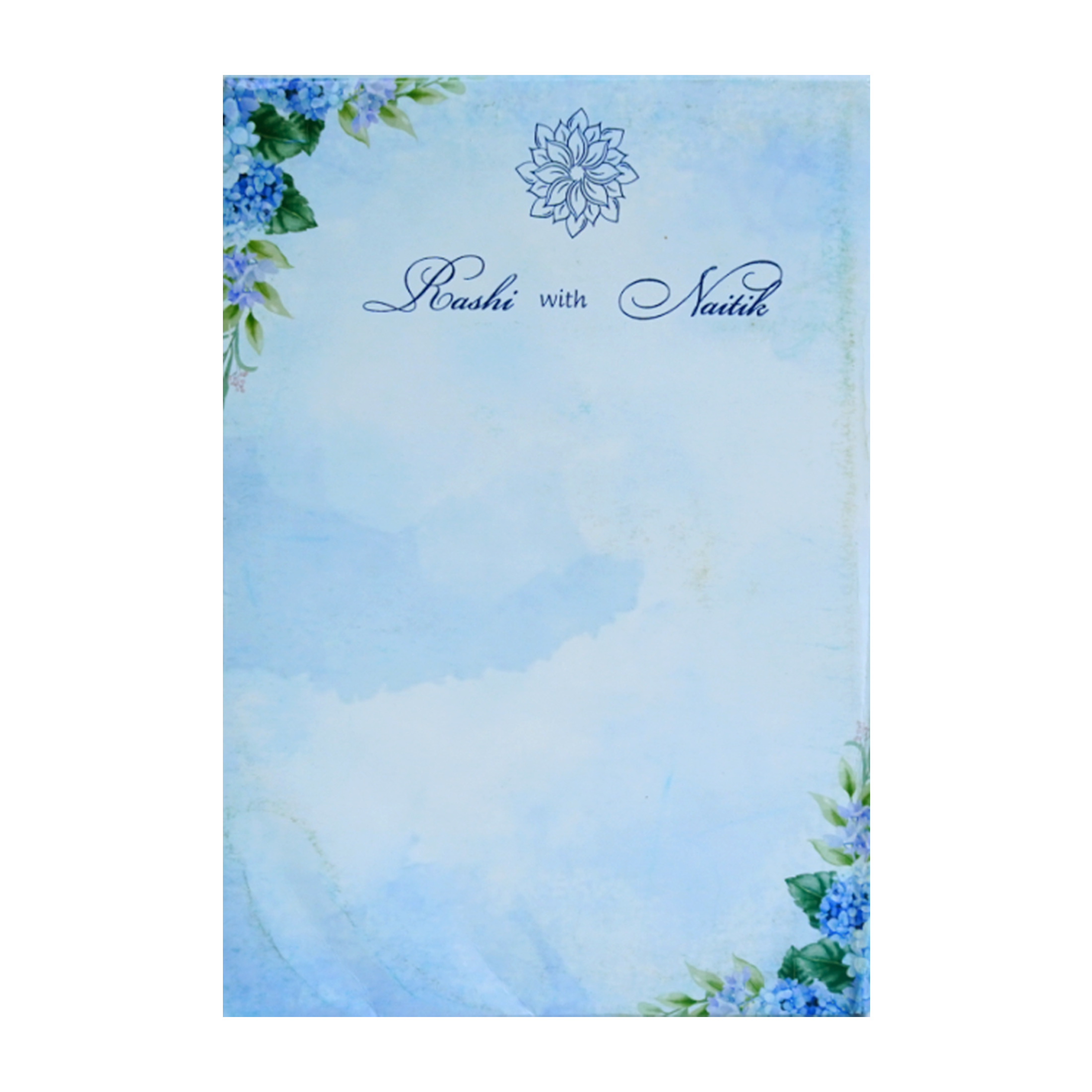Blue Floral Padded Invitation Card-KRC30630
