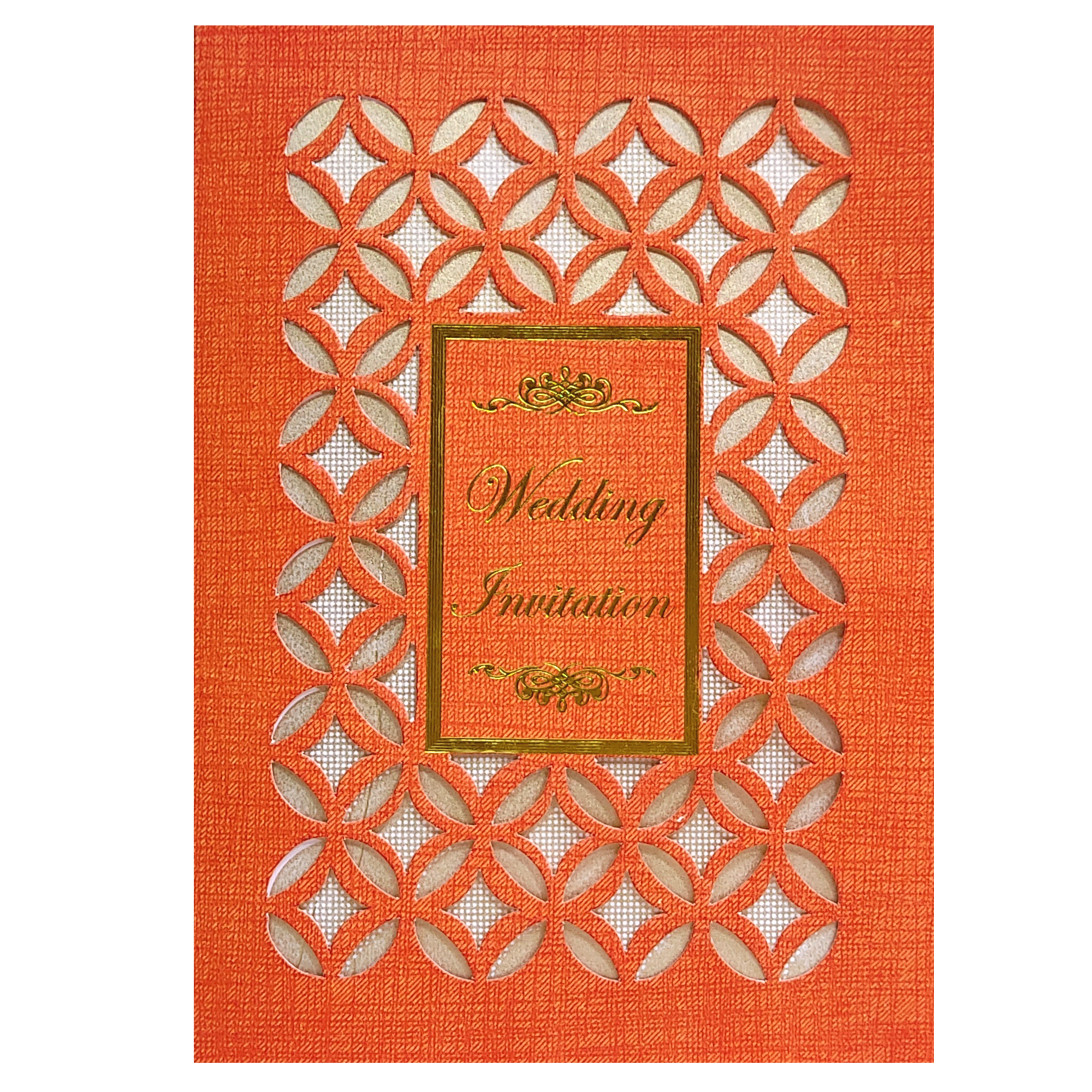 Red Laser Cut Wedding Invitation With A Gold Touch-KNK30651