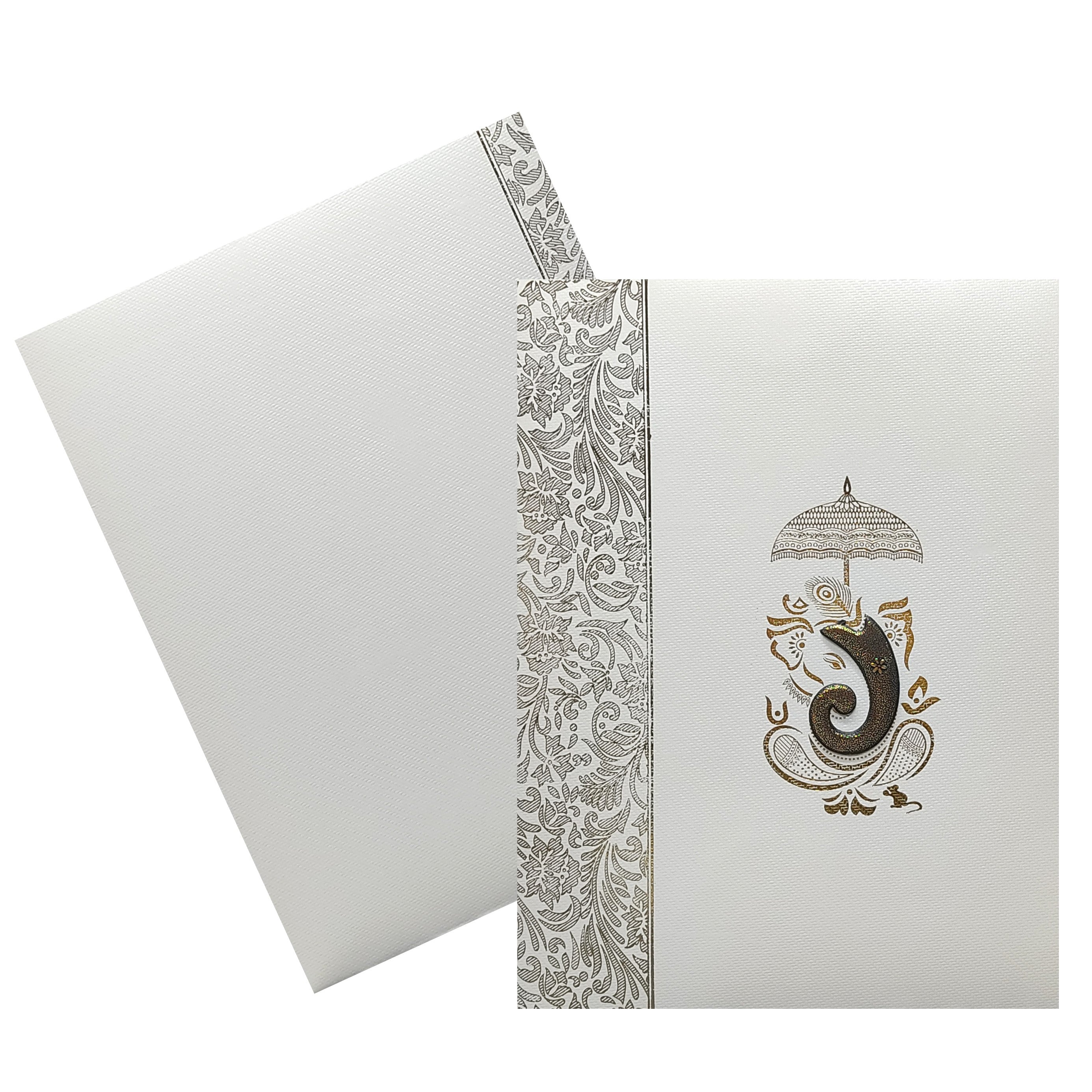 Grey Ganesha Wedding Invitation Card-KNWT5014