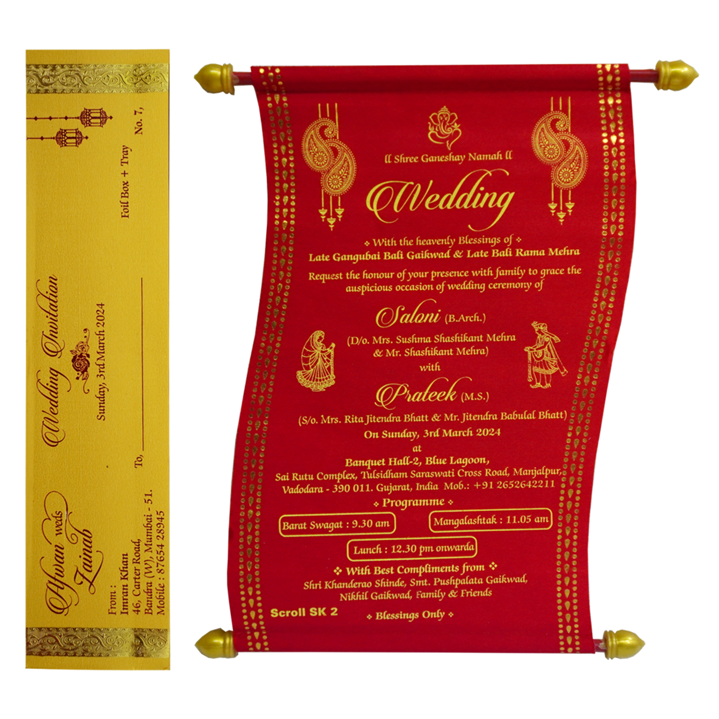 Red Satin Marriage Scroll Card-King of Cards