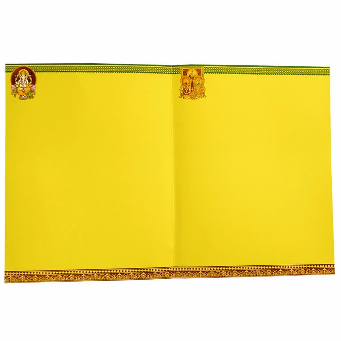Yellow Classic Offset Balaji Padmavathi With Ganesha Invitation-KNK10780-King of Cards