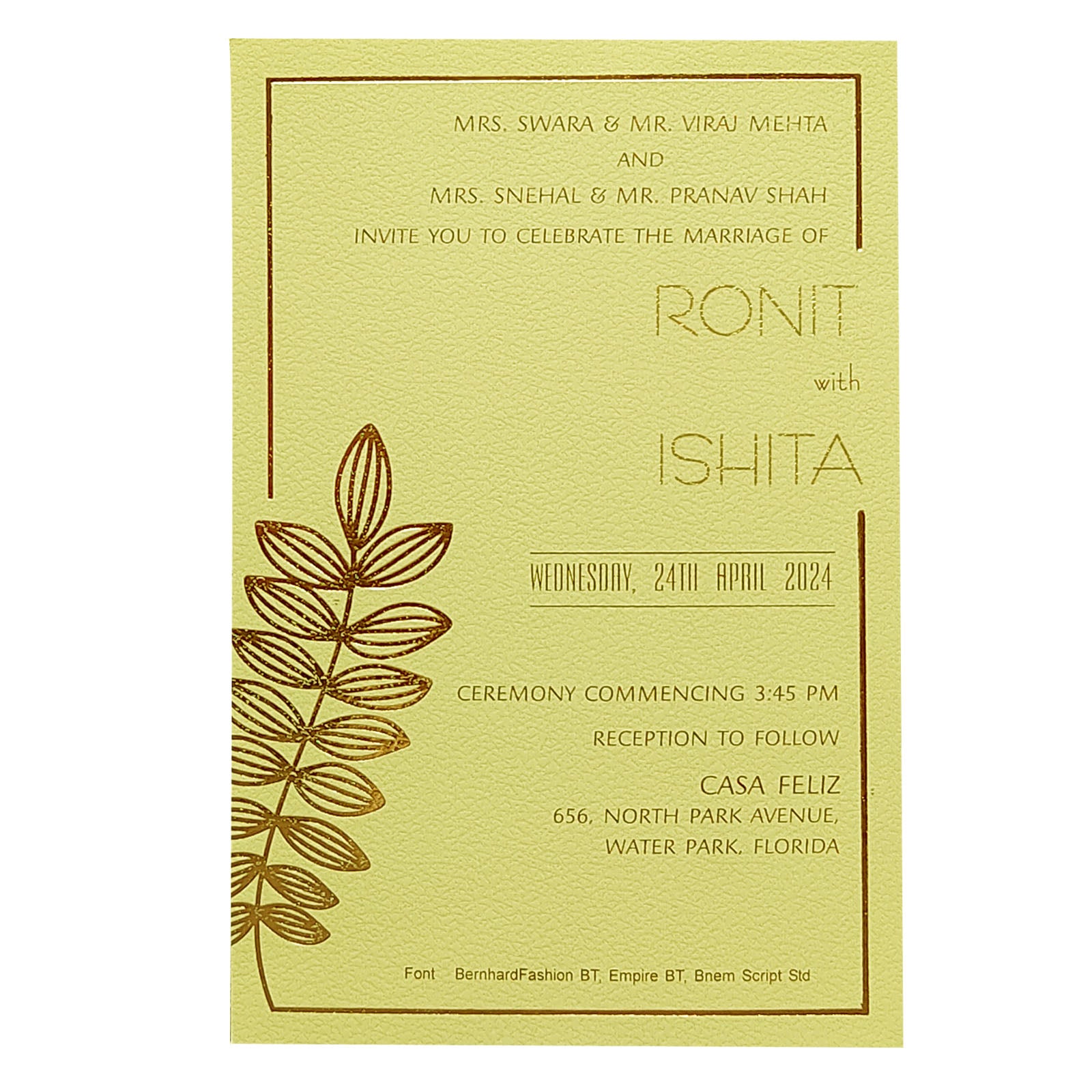 Cream Design Single Sheet Invitation Card-KRCS5011