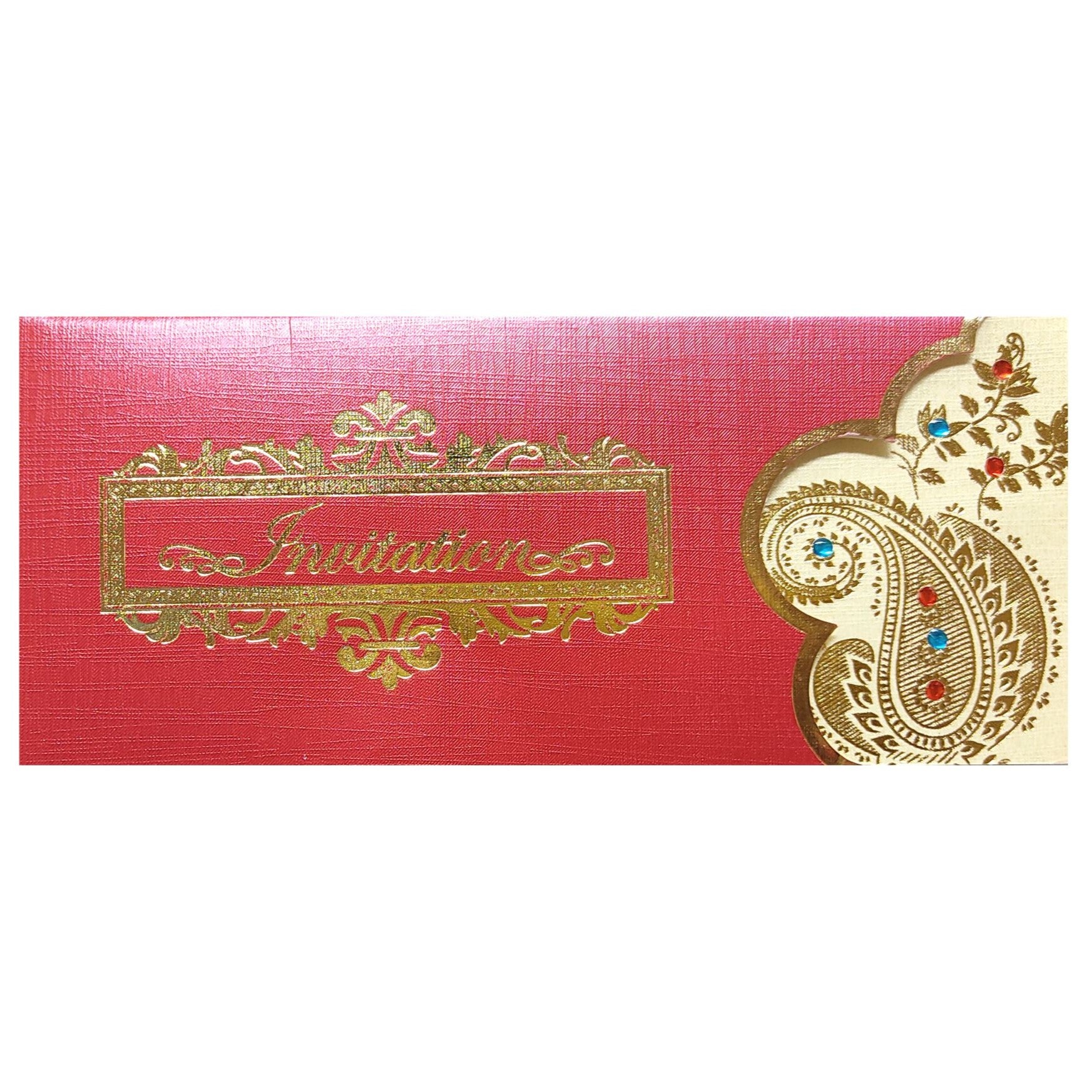 Royal Red Shading With Gold Foiling Personal Wedding Card - KNKSP730