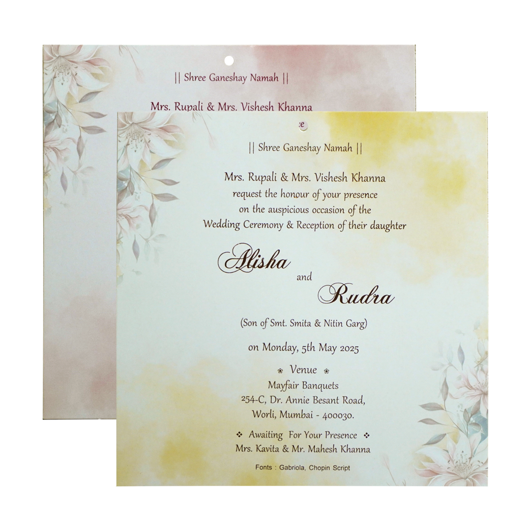 Pastel Floral Tracing Sheet Wedding Invitation-KRC30830