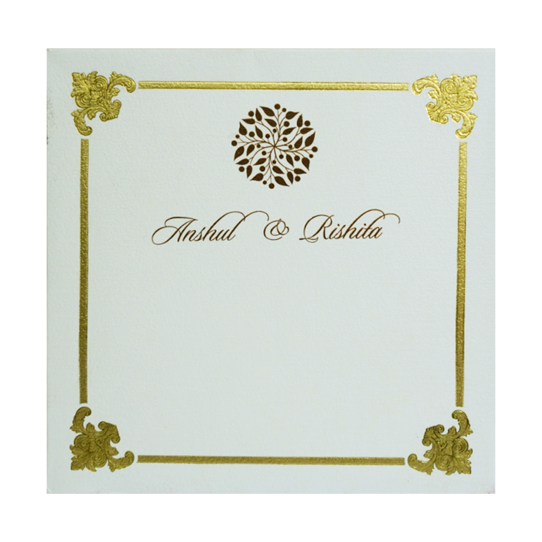 White Floral Box Wedding Card-KRC30711