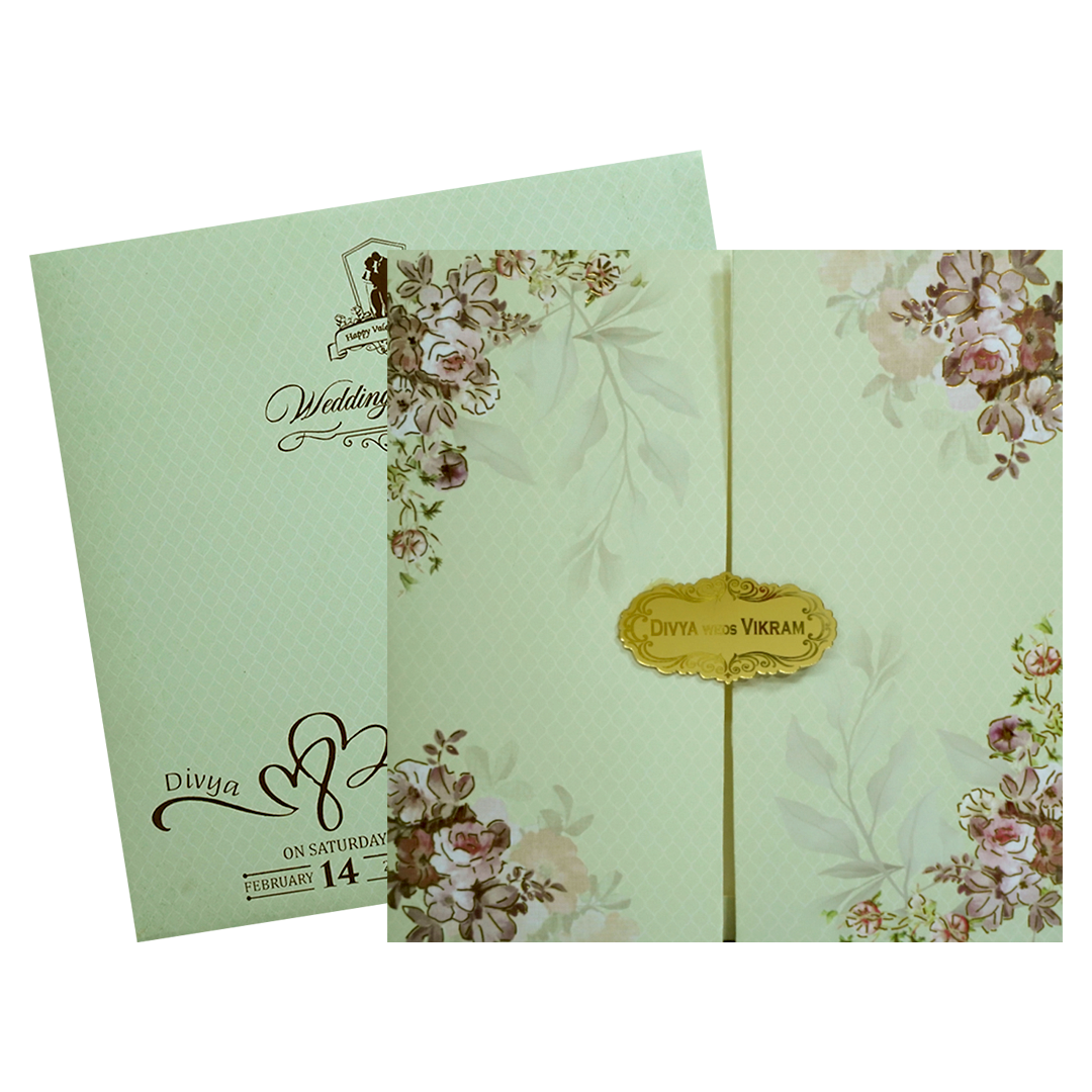 Pista Green Floral Design In Door Opening Pattern-KNKBY5408