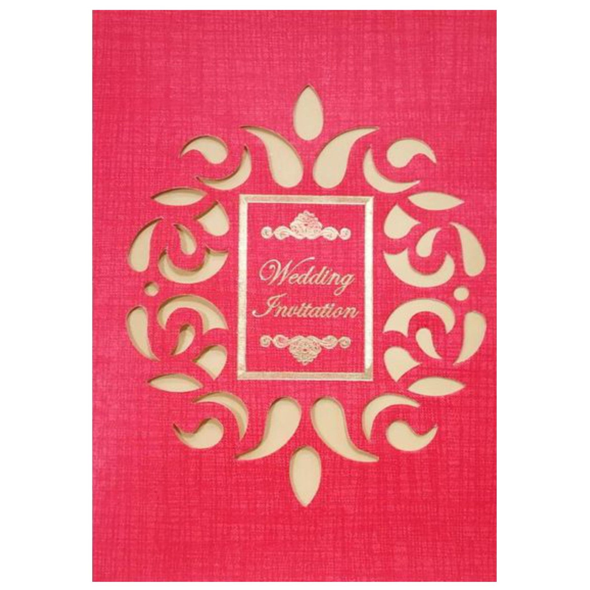 Amazing Red Shading With Cut Design Wedding Card-KNCPC417