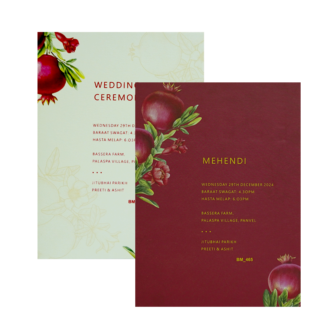 Cream Pomegranate Wedding Card-KBM04650