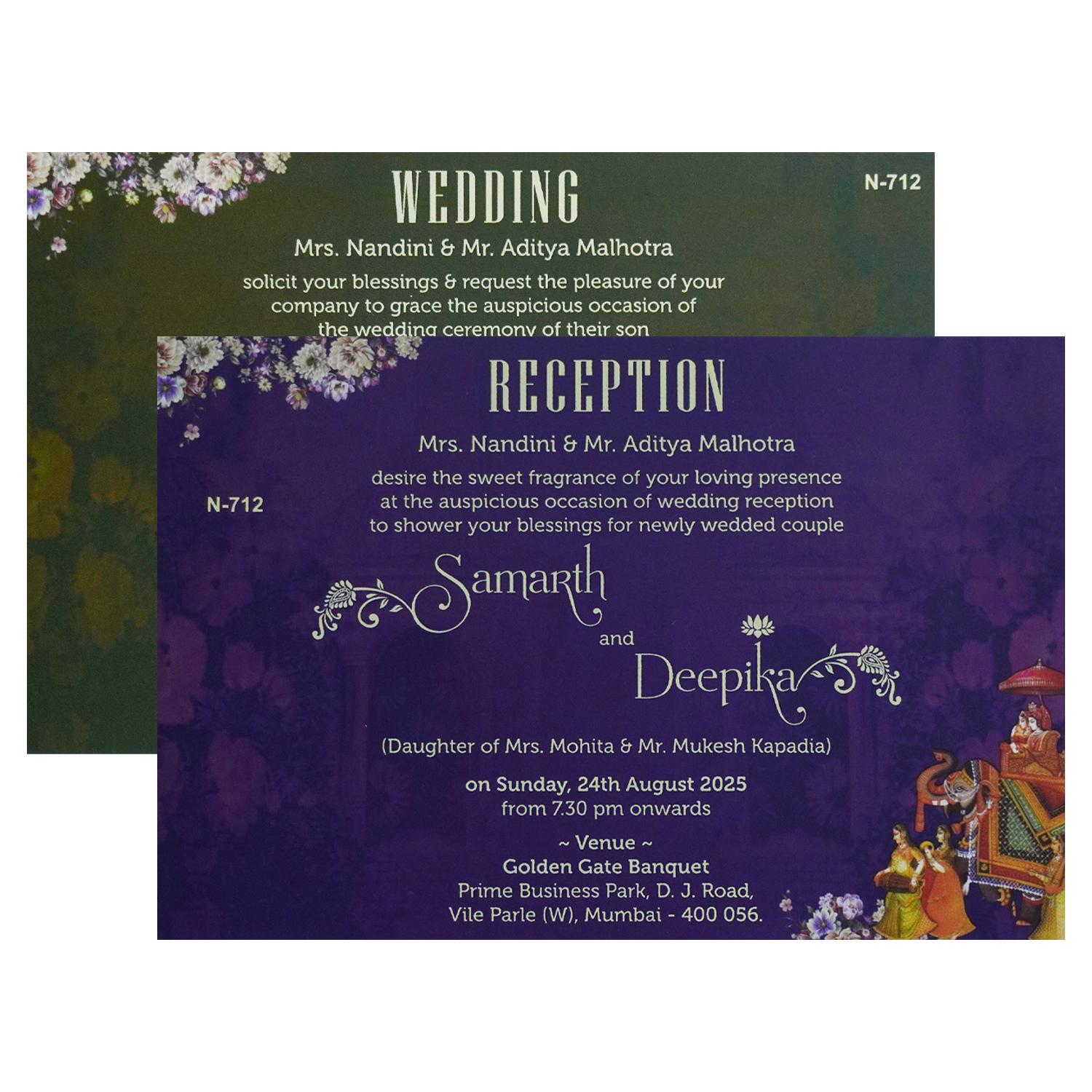 Chocolate Brown Floral Invitation-KVN07120