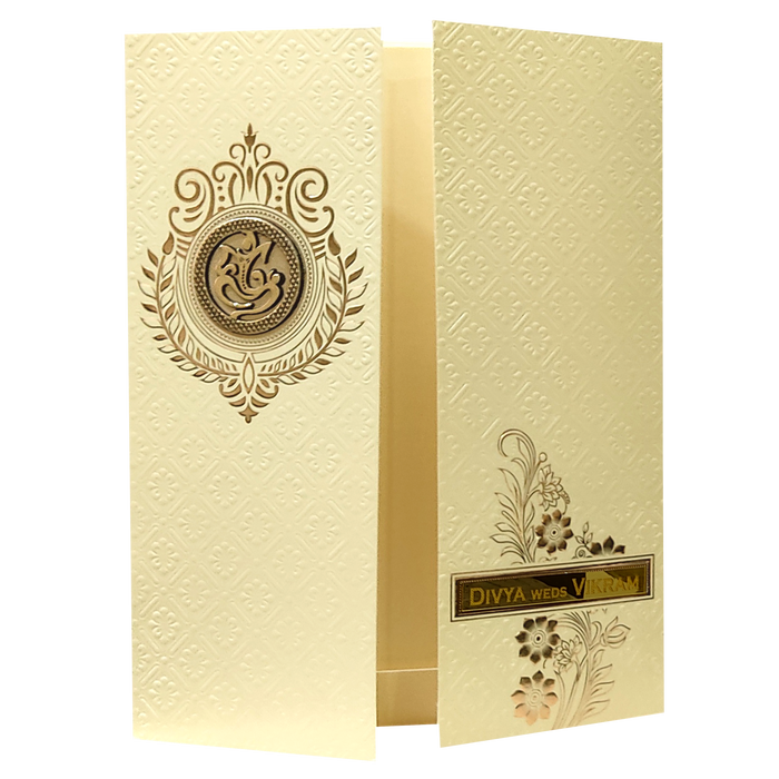 Yellow Embossed Wedding Card-King of Cards