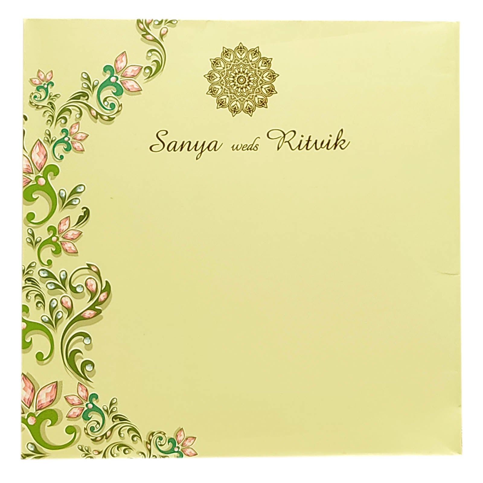 Cream Peacock Invitation Card-KRC29640