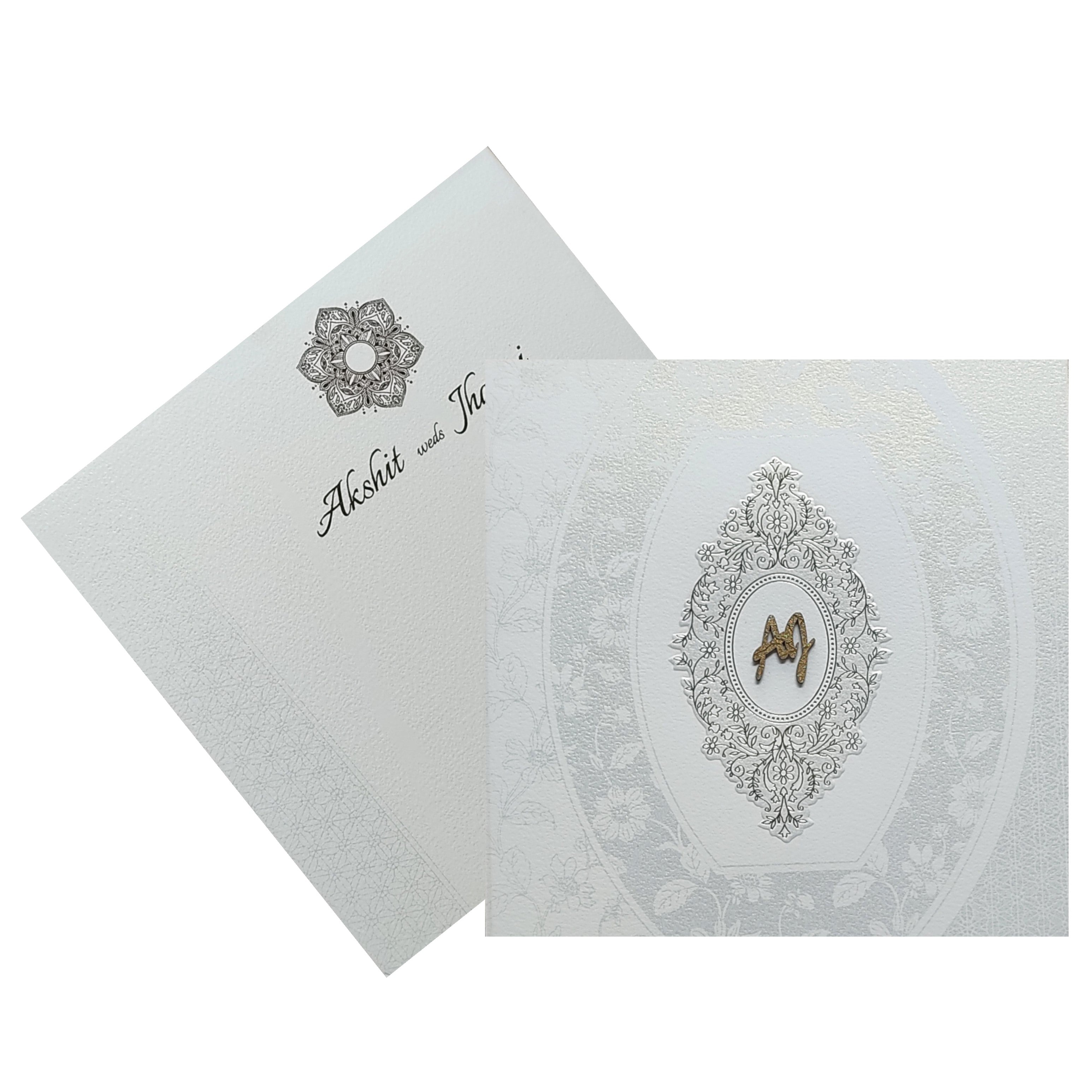 Grey Floral Invitation Card-KRC29080