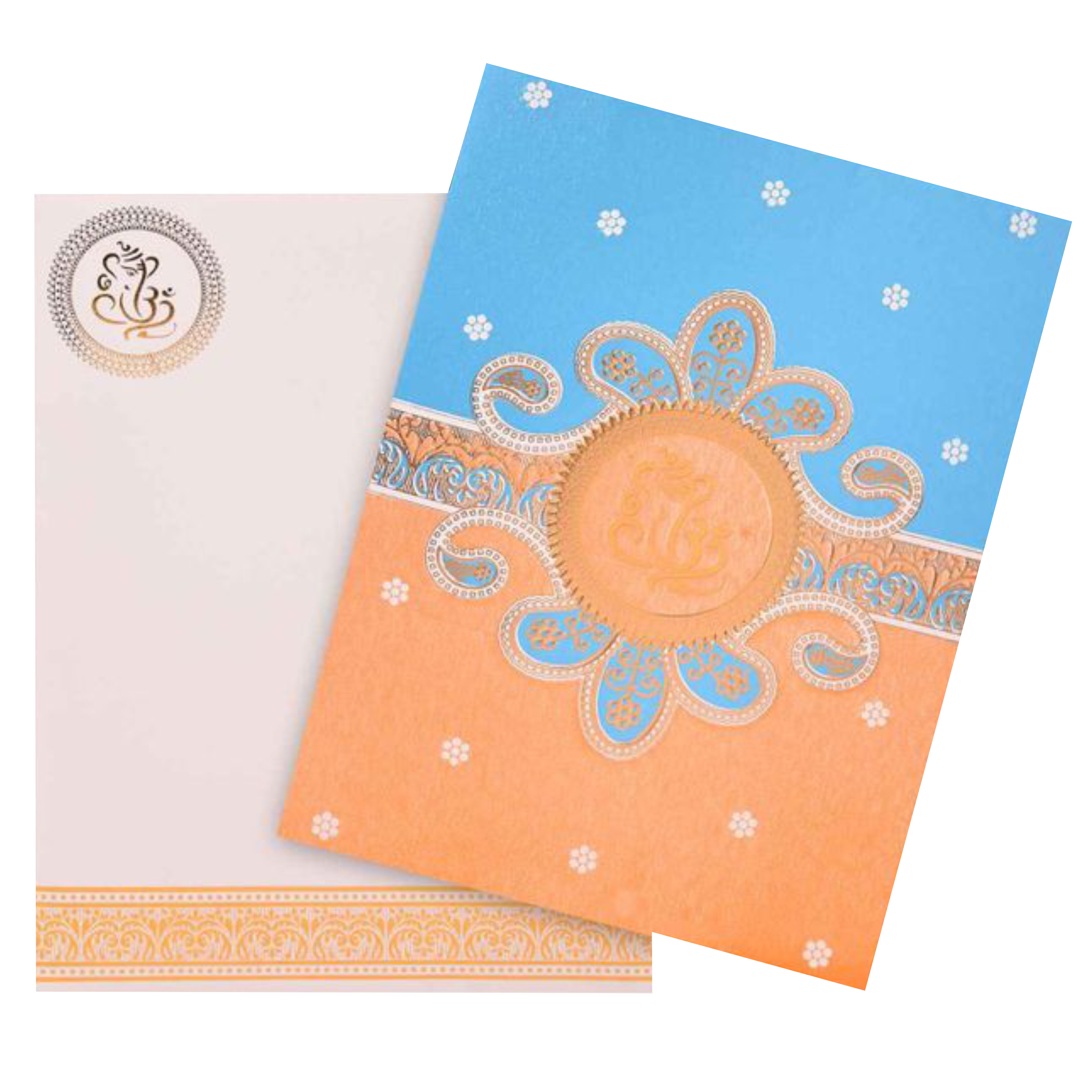 White Simple Ganesha Wedding Card