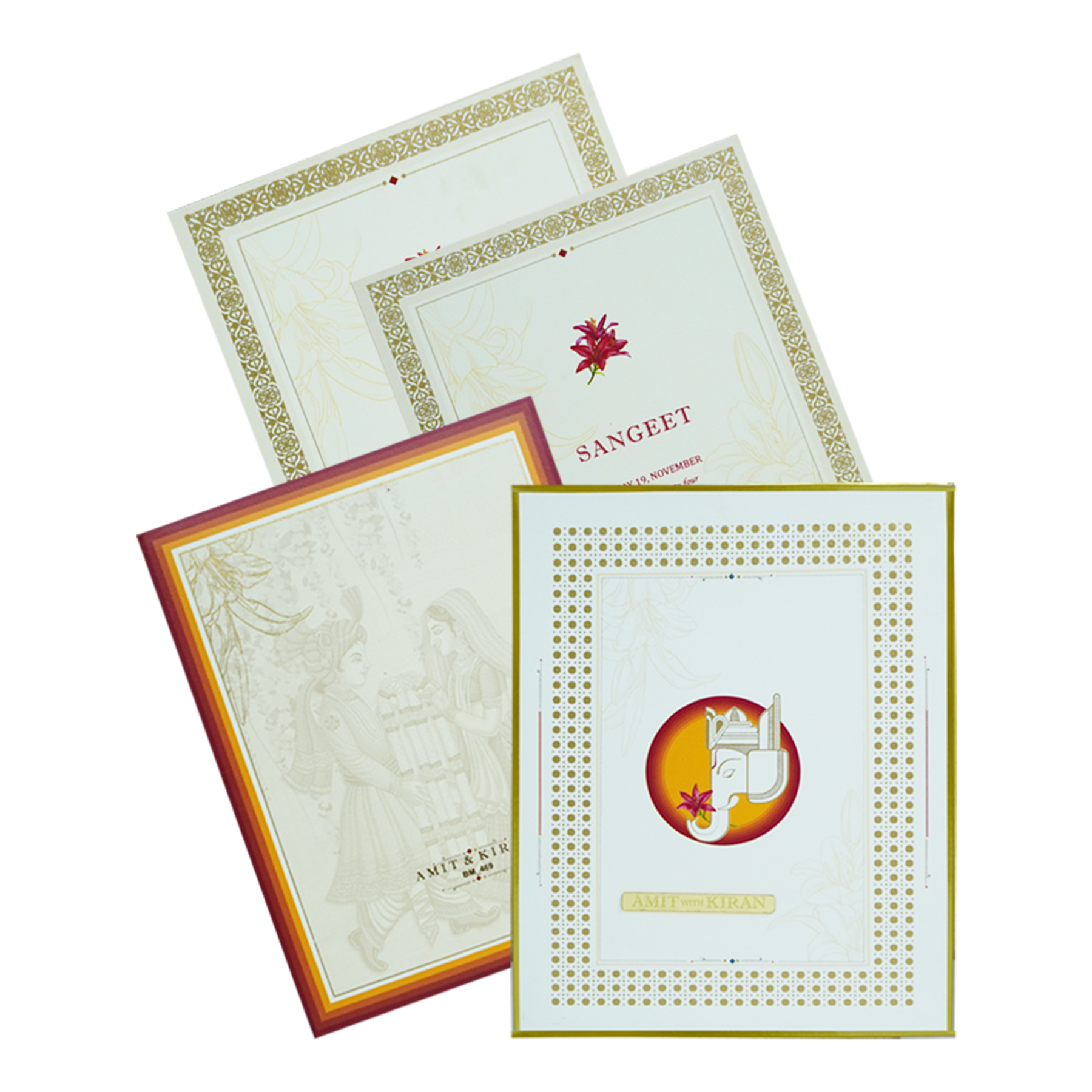 Cream Padded Premium Wedding Card-King of Cards