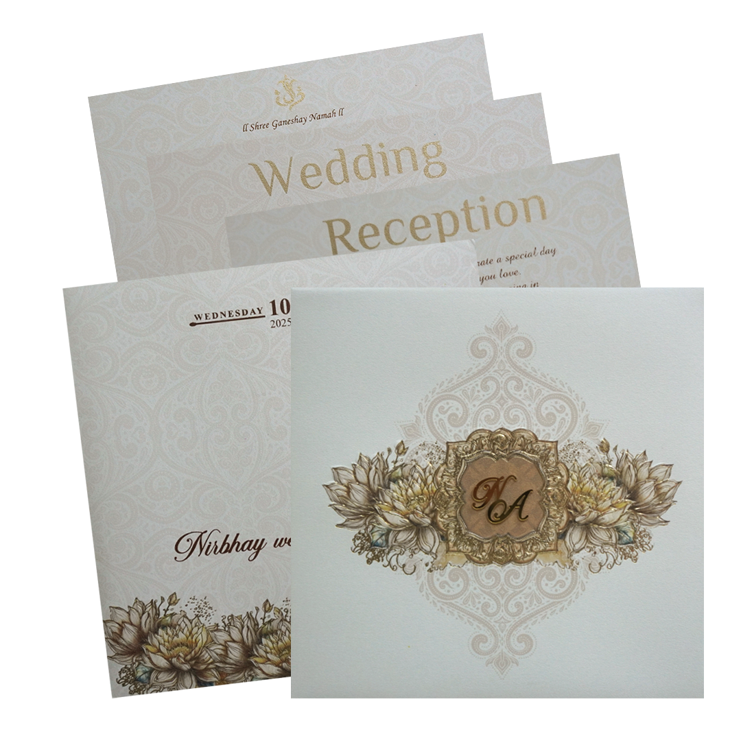 Cream Padded Premium Wedding Invitation-King of Cards