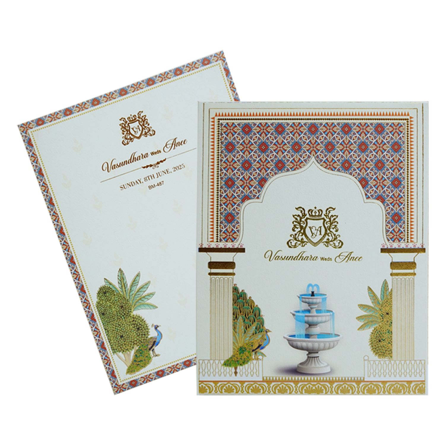 White Fountain Wedding Card-KBM04870