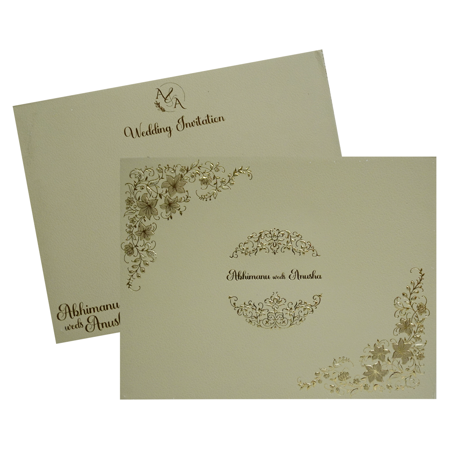 Ivory Padded Wedding Card-KSI12130