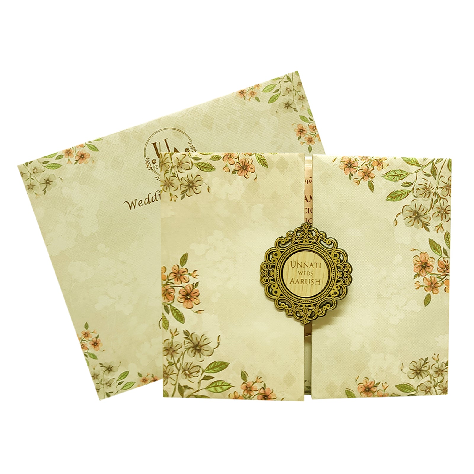 Pale Pinkish Brown Floral invitation-KVN06540