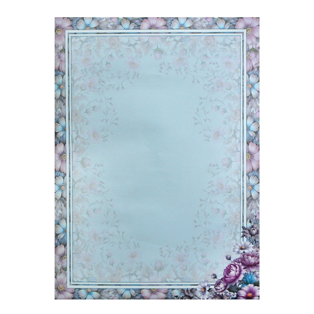 Blue Floral Patterned Wedding Card-KNEP1610