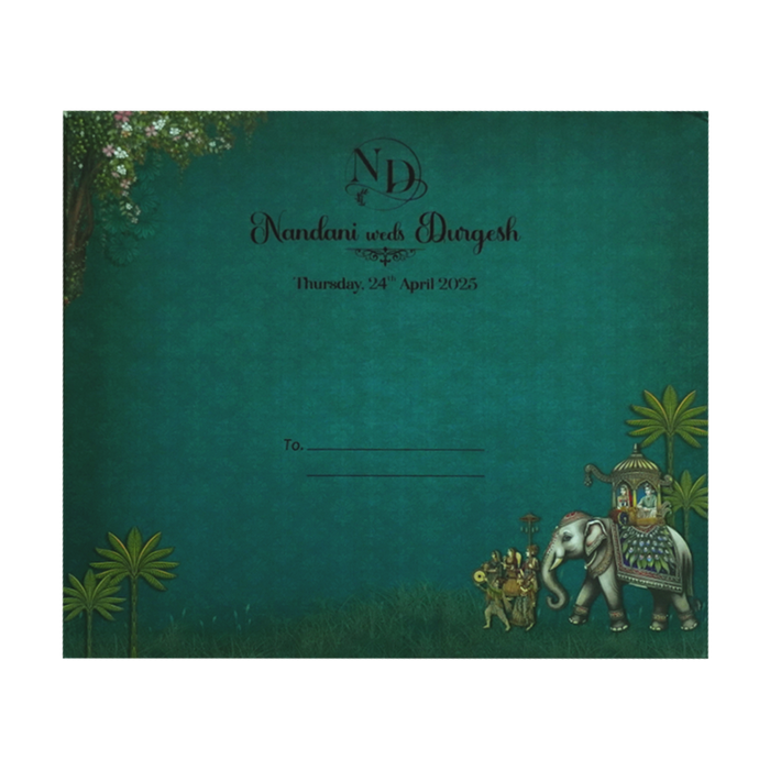 Dark Green MDF Wedding Card-King of Cards