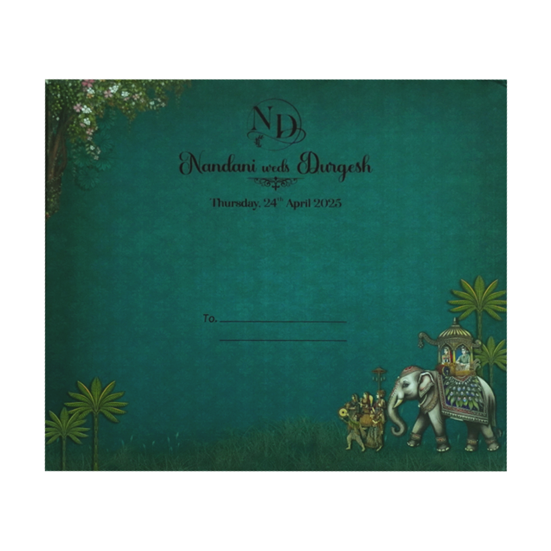 Dark Green MDF Wedding Card-KSI12350