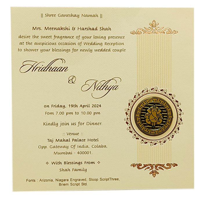 Cream Pink Single Sheet Invitation-King of Cards