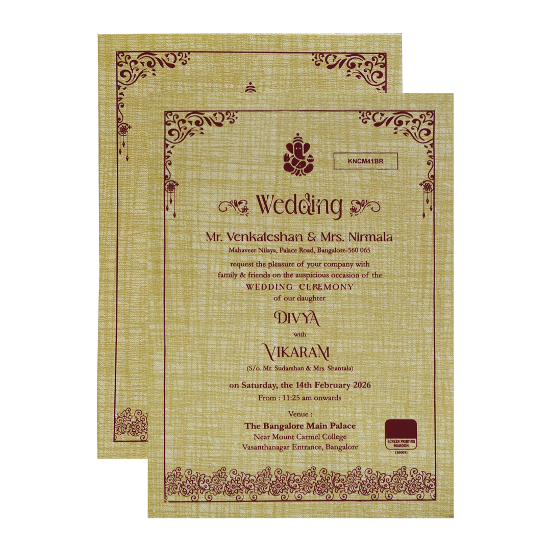 Mustard Yellow Door Style Wedding Card-King of Cards