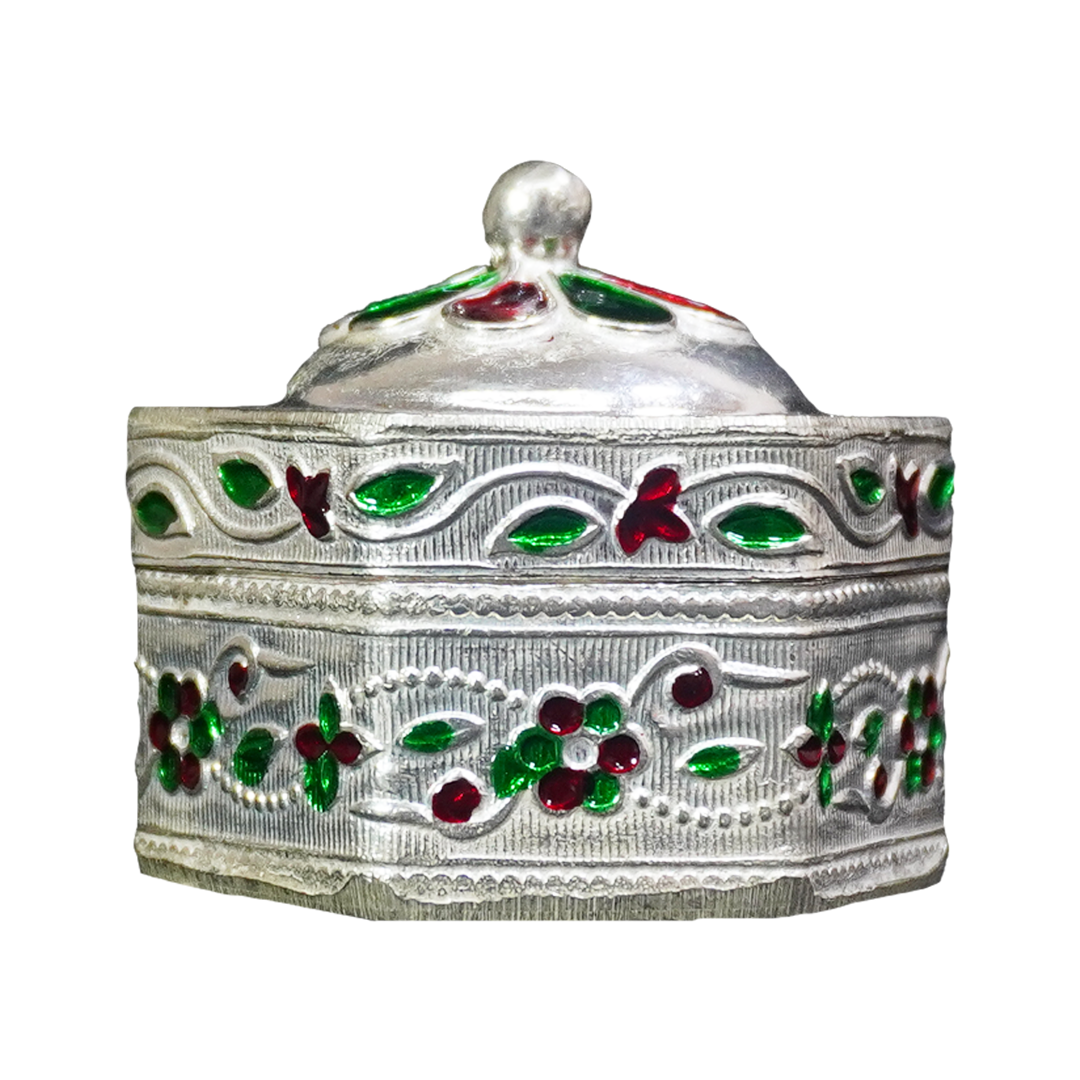 Floral Silver-Plated Hexagon Box-GRI0240