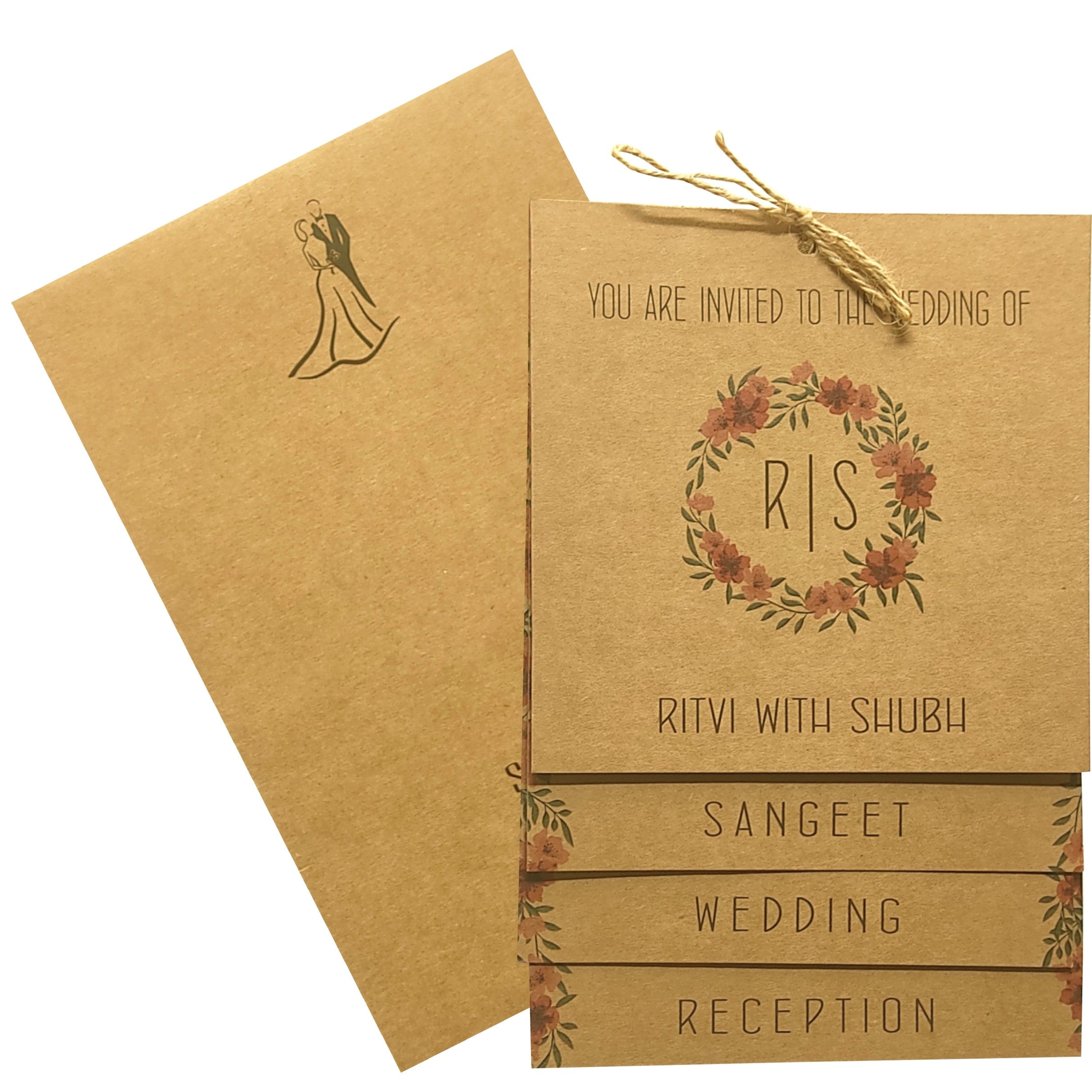 Brown Floral Design Invitation Card-KRC29360