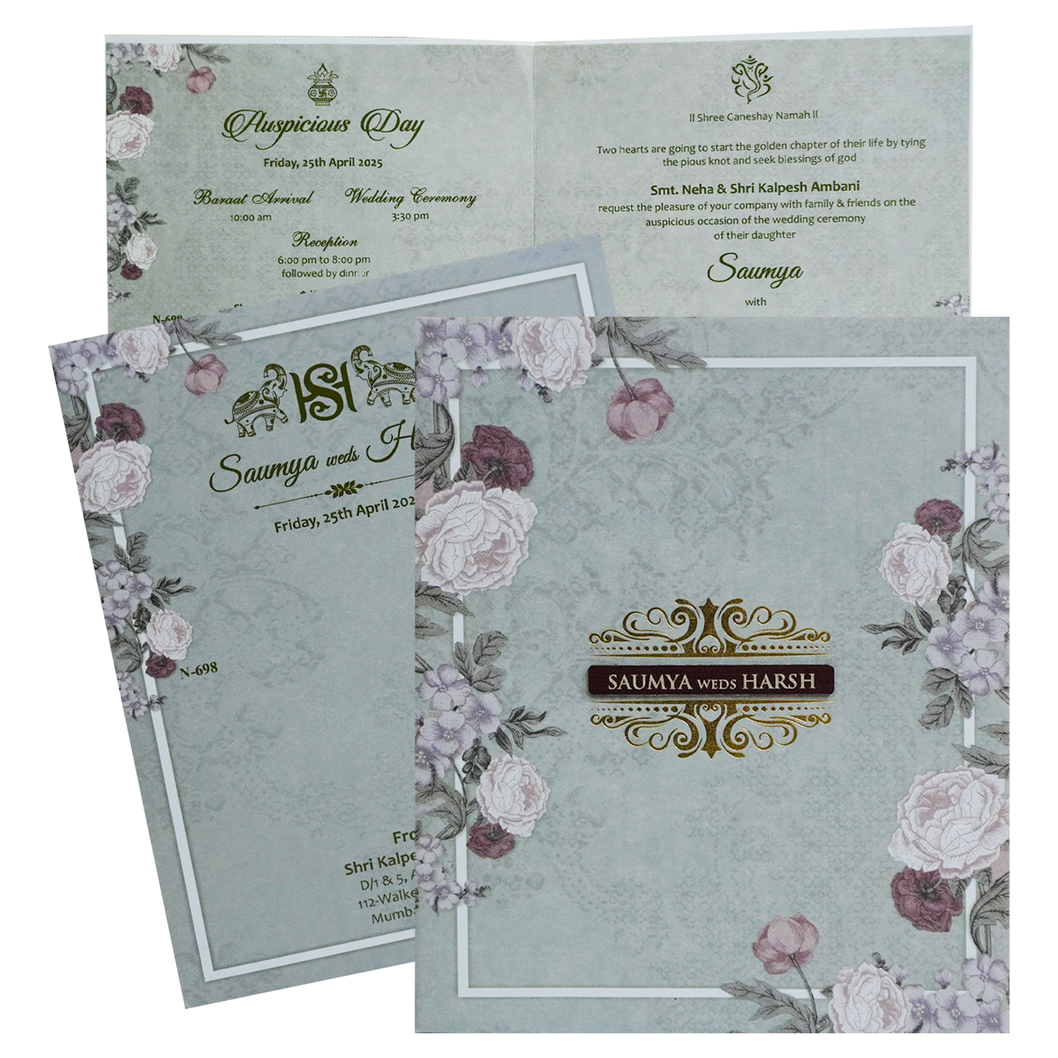 Soft Green Marriage Invitation-KVN06980