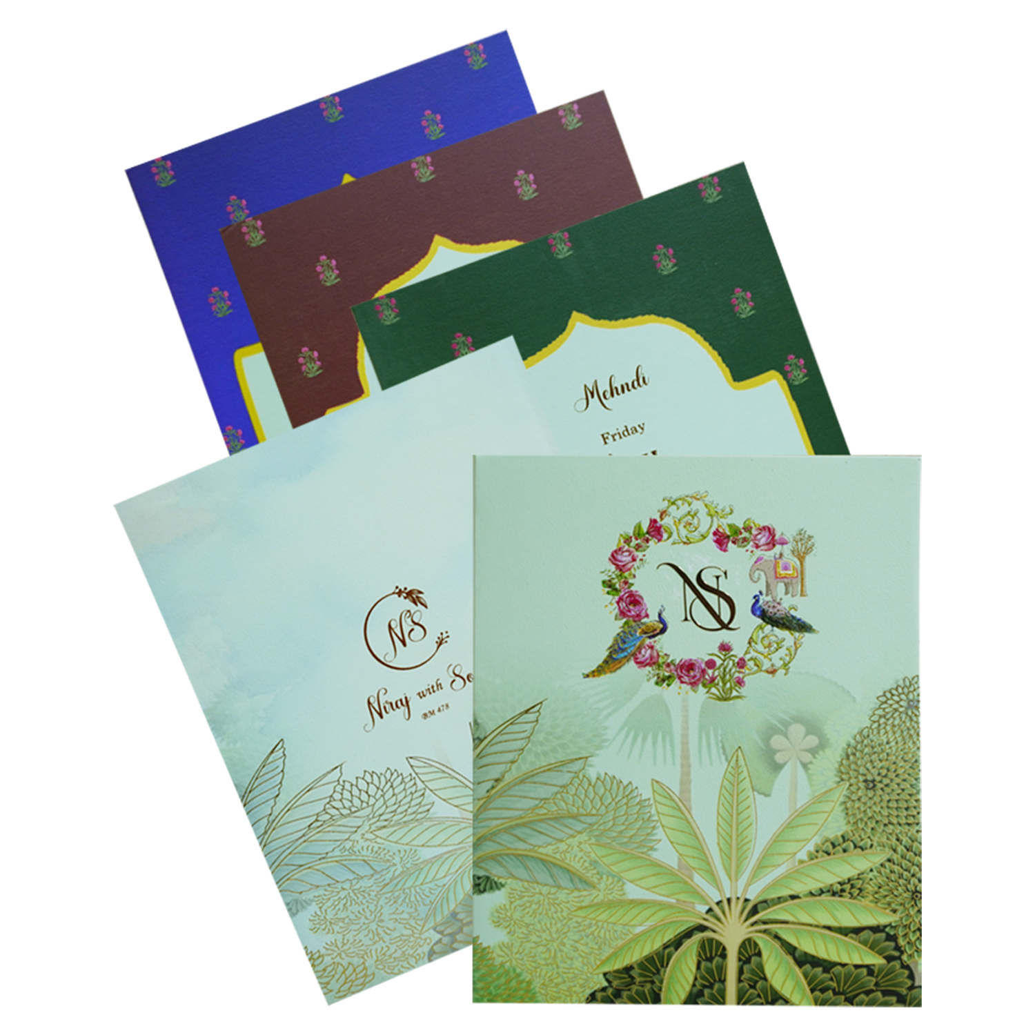 Green Padded Foiled Wedding Card-King of Cards