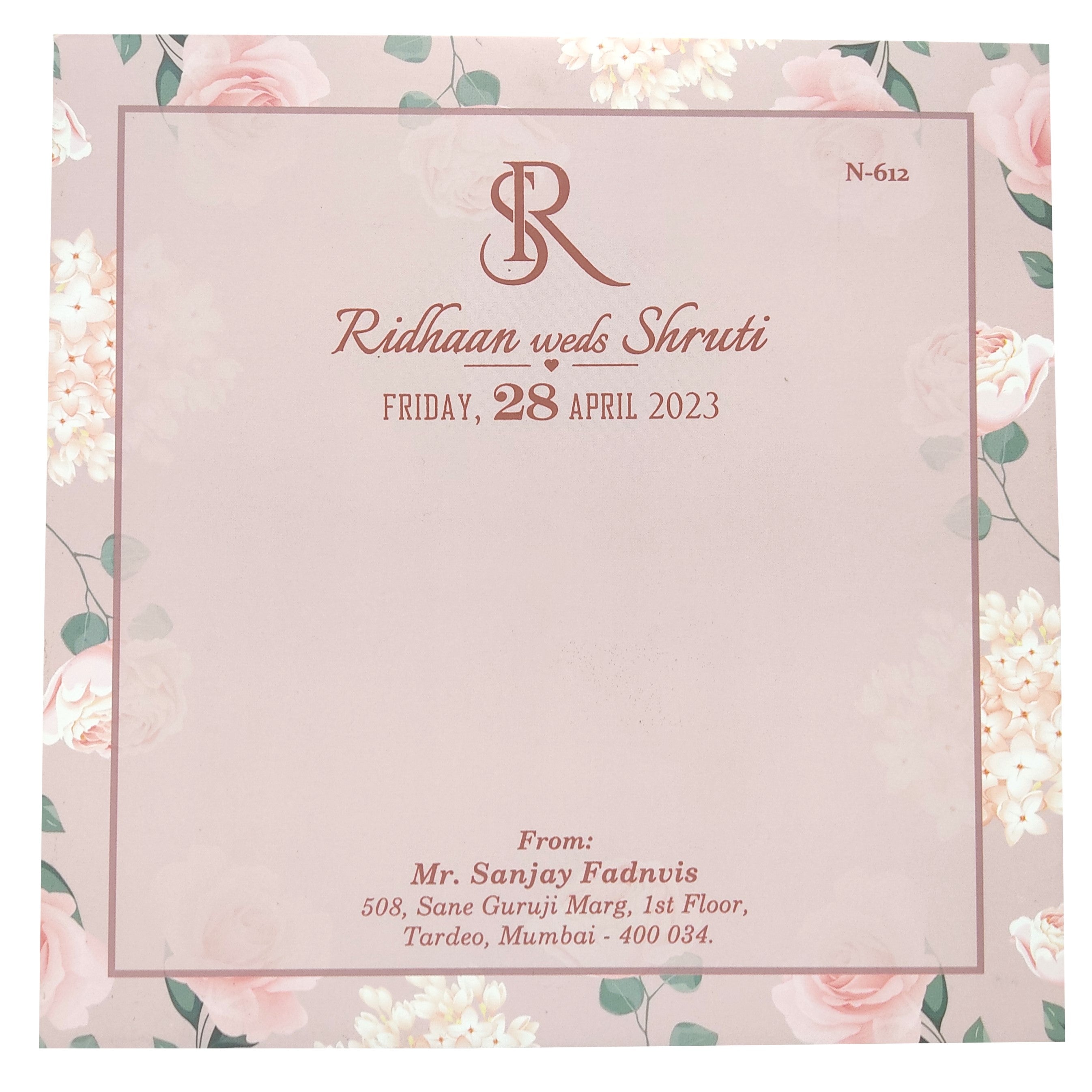 Light Pastel Pink MDF invitation-KVN06120