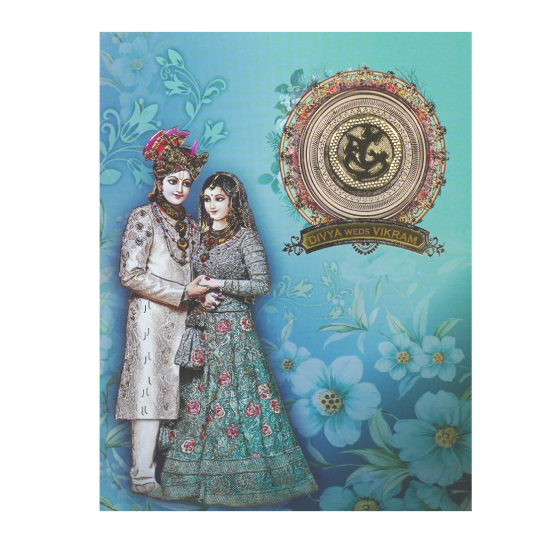 Green Bride And Groom Wedding Card-KNKJ1105