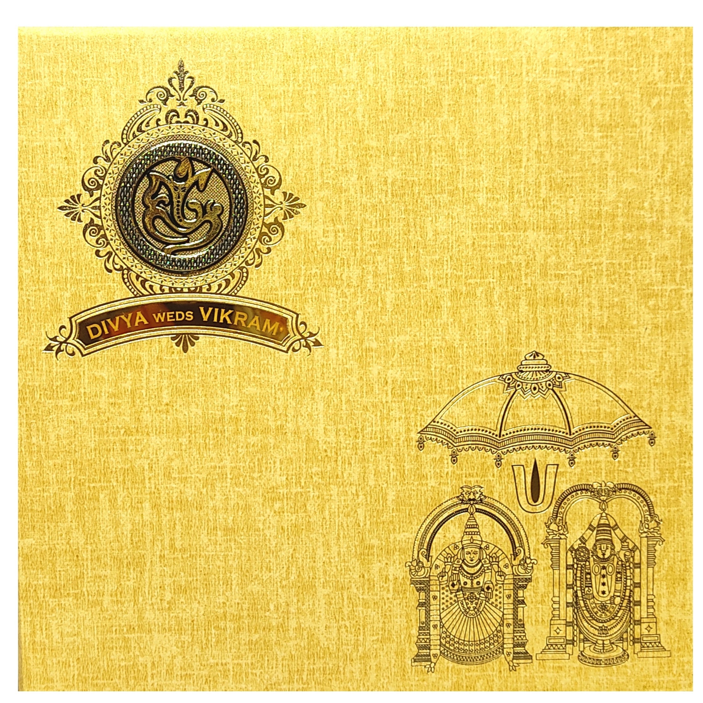 Gold Balaji Padmavathi Invitation Card-KNPO5519N