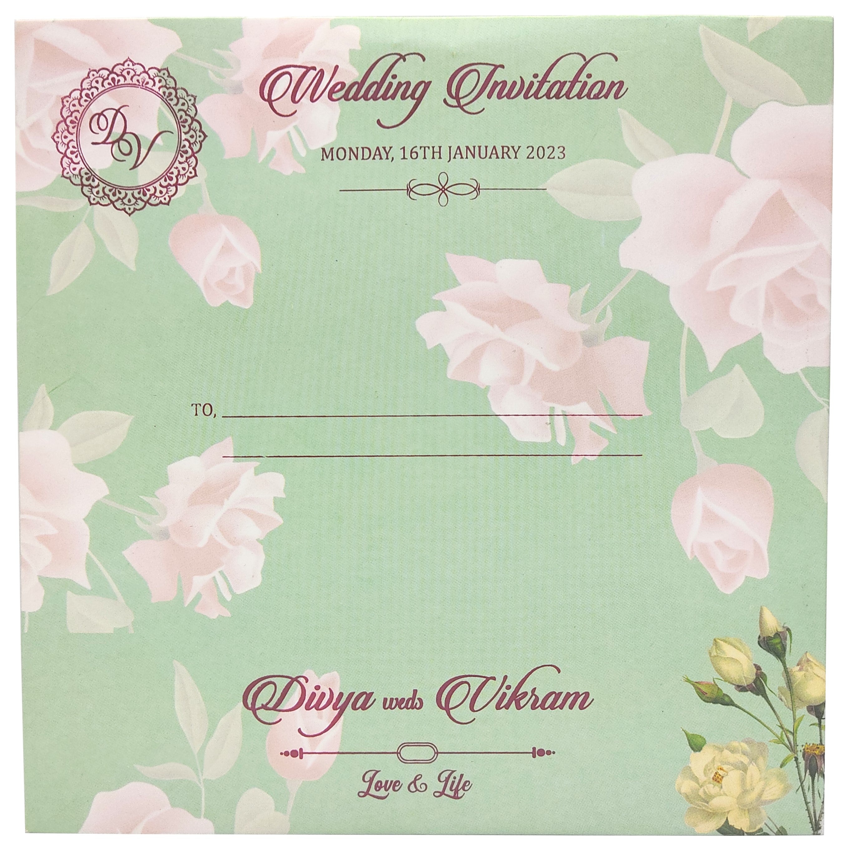 Pastel Green Invitation Card-KNCY4601G