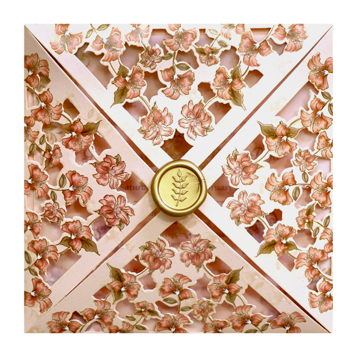 Pink Floral Laser Cut Invitation Card-KNGA7102
