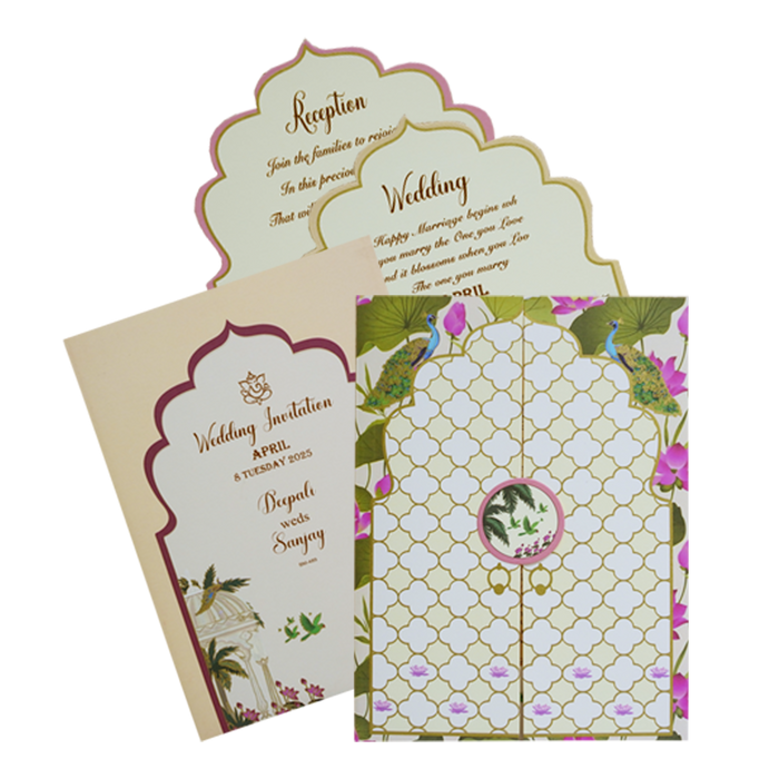 Cream Pattern Design Wedding Invitation-King of Cards