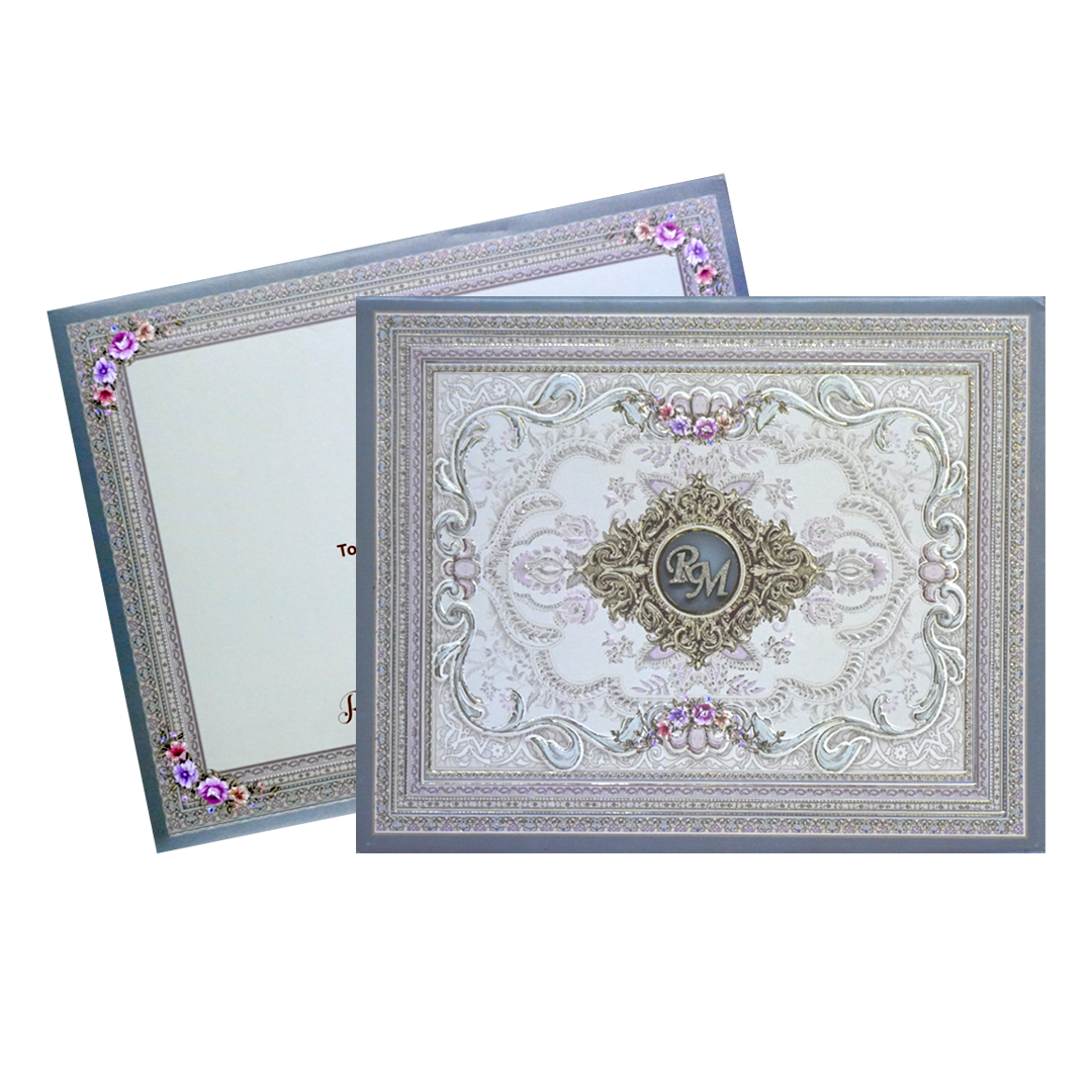 Greyish Blue Padded Invitation-KSI12290