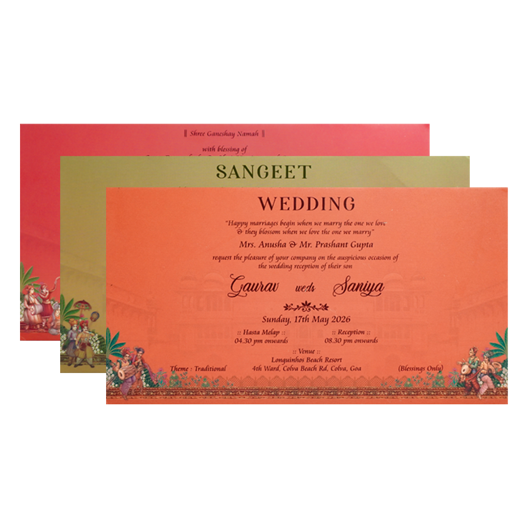 Red Procession Carriage Wedding Invitation Box -KSI64280